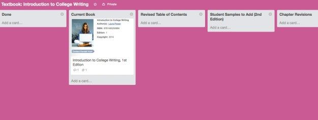 Trello Into to College Writing Board