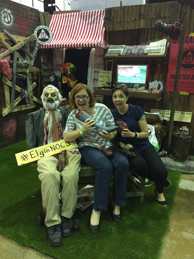 Lisa Laura and Zombie on a Bench