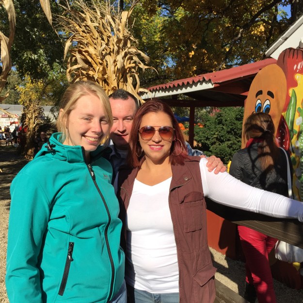 In line for cider with Neill and Fran